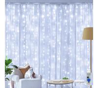 Ollny 200 LED Guirlande Lumineuse Rideau, Rideau Lumineux 2m*2m USB pour No毛l, Mariage, Anniversaire, Fen锚tre, Maison (Blanc Froid)