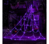 Ollny Toile d'araignée pour Halloween, 266 LED, 3 m, guirlande lumineuse d'Halloween avec minuteur, 8 modes, filet lumineux LED à intensité variable, IP67 étanche, pour décoration d'Halloween, cour