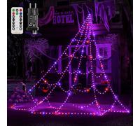 Ollny Toile d'araignée pour Halloween, 266 LED, 3 m, guirlande lumineuse d'Halloween avec minuteur, 8 modes, filet lumineux LED à intensité variable, IP67 étanche, pour décoration d'Halloween, cour