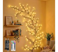 Ollny Willow Vine Guirlande Lumineuse Intérieur 2,3m 144 LED, avec Prise | Branches de saule flexibles avec télécommande, 8 modes et minuterie, déco murale pour salon, chambre, Noël, mariage et fêtes