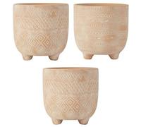 Olly & Rose Andaluz Ensemble de pots de plantes en céramique 3-11,5 cm Terre cuite avec motif gravé - Petits pots de plantes pour extérieur et intérieur Pots de cactus et plantes grasses - Jardinières