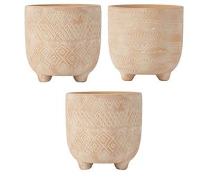 Olly & Rose Andaluz Ensemble de pots de plantes en céramique 3-11,5 cm Terre cuite avec motif gravé - Petits pots de plantes pour extérieur et intérieur Pots de cactus et plantes grasses - Jardinières