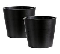 Olly & Rose Artstone Lot de 2 grands pots de fleurs pour intérieur et extérieur Noir mat brossé 20 cm