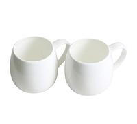 Olly & Rose Lot de 2 tasses à café et à thé en porcelaine blanche - 420 ml - Durables et lavables au lave-vaisselle - En céramique blanche brillante