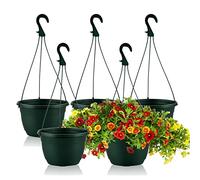 Olly & Rose Lot de 5 pots de fleurs à suspendre en plastique résistant au gel pour intérieur et extérieur Vert foncé 25 cm