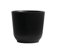 Olly & Rose Oxford Lot de 2 grands pots de fleurs noirs de 21,5 cm, pour intérieur et extérieur, pour jardin et maison, en résine durcie, pots de fleurs en plastique et résine durcie, décoration