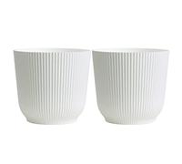 Olly & Rose Oxford Lot de 2 pots de fleurs en plastique pour intérieur et extérieur pour jardin et maison Blanc 14 cm