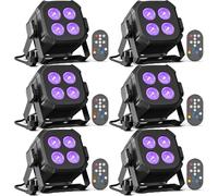 Oloaxolx Lot de 6 mini LED par Projecteur 4x8 W RGBW 4 en 1 éclairage de scène avec télécommande activé par le son, DMX512-4/8 canaux Lumières de fête pour DJ spectacle, discothèque, mariage, Noël