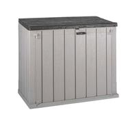 Olsen & Smith Boîte de rangement d'extérieur de 775 l avec cadenas en plastique pour abri de jardin - Idéal pour 2 poubelles de 190 L, outils de jardin et beaucoup d'autres articles (775 litres, noir)