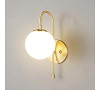 OLSKFUH Applique Murale, Style Mid-Century, Globe avec Abat-Jour en Verre, Dorée, pour Salle De Bain, Chambre Ou Loft, Base Décorative en Laiton, Éclairage Mural D'Intérieur,Gold
