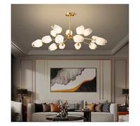 OLSKFUH Lustre Moderne De Luxe en Cuivre Et Verre, avec Suspension LED, pour Salon, Chambre, Salle À Manger Et Cuisine. Lustre en Laiton Doré.,Warm Light-15 Heads