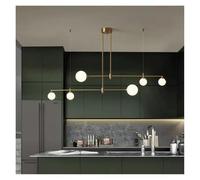 OLSKFUH Lustre Suspendu Nordique en Cuivre Doré, Lampe LED avec Boule en Verre pour Salle À Manger, Cuisine Ou Table.,Cold White-120 * 15 * 62cm