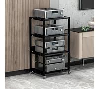 OLSKFUH Meuble TV, Vitrine, Support Audio, Support pour Console De Jeux, avec roulettes, Étagère d'angle pour Meuble TV AV, avec Étagères De Rangement, Tour De Support Audio Stér,Black-50.1x40x100cm