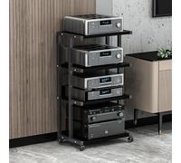 OLSKFUH Meuble TV, Vitrine, Support Audio, Support pour Console De Jeux, avec roulettes, Étagère d'angle pour Meuble TV AV, avec Étagères De Rangement, Tour De Support Audio Stér,Black-50x40x94cm