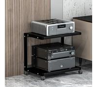 OLSKFUH Meuble TV, Vitrine, Support Audio, Support pour Console De Jeux, avec roulettes, Étagère d'angle pour Meuble TV AV, avec Étagères De Rangement, Tour De Support Audio Stér,Black-50x40x45cm