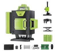 Olubfdh Niveau Laser Chantier Autonivelant 360° x 4, Lazer Niveaux 4D 16 Lignes Laser, Autonivellement et Mode Pulsé Extérieur, 2 x Batterie, Nivellement Automatique, Télécommande, Support Rotatif
