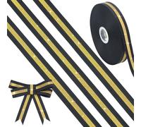 OLYCRAFT 18.3m ruban d’or noir 25mm large bande paillettes d’or rubans Polyester rubans de Cheerleading noirs Cheer ruban artisanat bricolage présent enveloppant noeuds cheveux livraison de fête