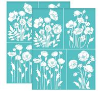 OLYCRAFT 2 pcs 22x28 cm Fleurs Sauvages Auto-Adhésif Sérigraphie Pochoir Coquelicots Motif Sérigraphie Pochoir Plante Thème Réutilisable Maille Pochoirs pour Bricolage T-Shirt Tissu Peinture