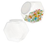 OLYCRAFT 2Pcs Bocal à Bonbons Hexagonal en Plastique Récipients Transparents pour Biscuits à grignoter 16x10.4x18cm Pot de présentation pour détergent à lessive Cuisine Buffet Snack Display Bar
