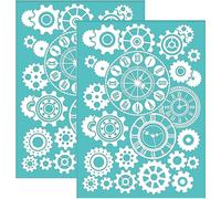 OLYCRAFT 2pcs Pochoir Auto-Adhésif Sérigraphie Pochoir Motif D'Engrenage Réutilisable Pochoirs Maille Transfert Décoration D'Intérieur pour Bricolage T-Shirt Peinture Sur Tissu - 19.5x14 cm
