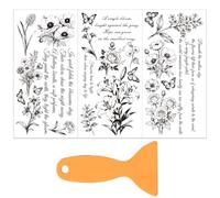 OLYCRAFT 3 Feuilles/Set Noir et Blanc Fleurs Vintage frotter sur Les transferts pour Meubles et Artisanat 15x30cm poésie Stickers décalcomanies avec 1pc grattoir décor Garde-Robe en Bois