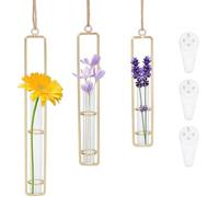OLYCRAFT 3 Paquet de Station de Propagation Murale Dorée Vases en Tube à Essai en Verre Transparent Station de Propagation de Terrarium à Suspendre Jardinière en Verre Ronde Suspendre Jardinière