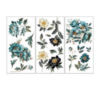 OLYCRAFT 3 pcs/Set Rub on Transfers pour Meubles et Artisanat 15x30cm Fleurs Dorées Décor Transfert Autocollants Pivoine Rub on Decals pour Meubles en Bois Scrapbooking Décorations pour la Maison