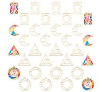 OLYCRAFT 32pcs 4 Styles Cadran Ouvert Géométrique Pendentif Cadre Doré Cadran Ouvert Pressé Pendentif Charme Évidé Cadre Ouvert Assortis pour Moulage Résine Fabrication Bijoux DIY Artisanat