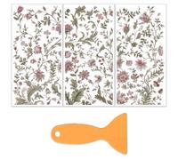 OLYCRAFT 3Pcs Flower Vines frotter transferts pour Meubles 15x30cm Grand Motif décalcomanies décor Vintage Floral Feuille Transfert Autocollants avec 1pc grattoir Tasses en Verre armoires décor