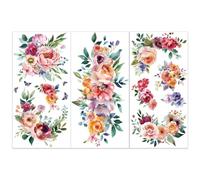 OLYCRAFT 3pcs/Set Aquarelle Fleur Frottez sur Transferts pour Meubles et Artisanat 15x30cm Roses Décor Transfert Autocollants Floraux Frottez sur Décalcomanies pour Meubles en Bois
