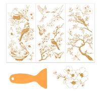 OLYCRAFT 3pcs/set Branches Dorées Autocollant de Transfert pour Meubles et Loisirs 15x30cm Gold Birds meubles de transfert décoratifs avec 1pc grattoir pour le Scrapbooking de bureau à la maison
