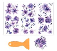 OLYCRAFT 3pcs/Set Fleurs Violettes Sur les Transferts pour Meubles et Artisanat 15x30cm Fleurs Aquarelle Meubles Décalcomanies Décor Meubles avec 1 grattoirs pour Meubles en Bois Décor