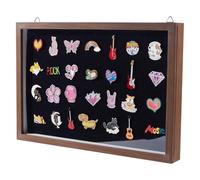 OLYCRAFT Boîte d'ombre Vitrine à épingles 33x22x3.3cm Bois Brun boîtes de présentation de Badge montées au Mur vitrine rectangulaire avec plaques coulissantes en Acrylique pour Broches de Bijoux