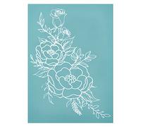 OLYCRAFT Sérigraphie Pochoir Auto-Adhésif Fleurs Motifs Insectes Pochoir de Gabarit de Dessin Auto-adhésif Réutilisable Technique de Sérigraphie Pour Peinture Bois Tissu Décoration - des Roses