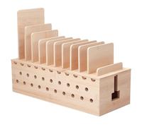 OLYCRAFT Support Station Charge Boîte Rangement Câbles avec Plusieurs Stations Charge Boîte Gestion Organisateur de Chargeur Chargement en Bois 10 téléphone Portable Tablette Ordinateur Portable