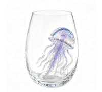 OLYGEE Octopus Glass, Artisanal Blue Ringed Octopus Glassware with 3D Ocean Design for Cocktails, Home Bar and Coastal Decor (Jellyfish)