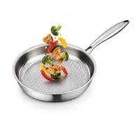 OLYGEE Titanium Frying Pan, Titanium Pro Pan Style Hammered Cookware, Scratch-Resistant Skillet for Gas, Electric and Induction Cooking (9.5 in)