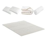 OLYMPE LITERIE - Pack DOUCE NUIT Surmatelas + Protège matelas + Couette + Oreiller 140x190 cm Blanc G