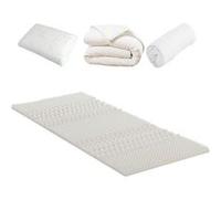 OLYMPE LITERIE - Pack DOUCE NUIT Surmatelas + Protège matelas + Couette + Oreiller 90x190 cm Blanc G