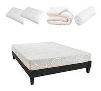 OLYMPE LITERIE - Pack Prêt à dormir POSEIDON 140x190 cm - Matelas Mémoire de forme + Sommier + Accessoires G