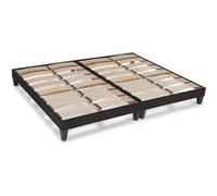 OLYMPE LITERIE - Sommier à lattes en bois KIT15 2x120x220 cm - Coloris Gris anthracite - Livré en kit Gris G