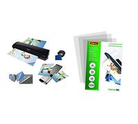 Olympia 4 en 1 Set, Plastifieuse pour format max. DIN A 4 (230 mm), Chaud Froid, Noir & Fellowes 5351111 Pochettes de plastification brillantes Impress 100 microns A4 - Pack de 100 Transparent