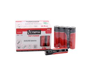 Olympia 40180 : Lot de 24 Piles Alcalines AAA Longue Durée (7 ans) - Sans Cadmium, Plomb, Mercure - Conditionnement Blister