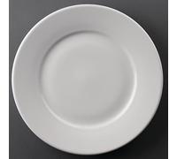 Olympia Assiette Athena à large bord 254 mm (lot de 12), blanc, porcelaine super vitrifiée, passe au lave vaisselle et au micro ondes, certifié BS4034 pour un usage hôtelier, CC209