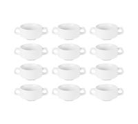 Olympia Athena Hotelware Bols à Soupe Empilables Blancs avec Anses 290ml / 10 1/4 ounce, Lot de 12, Diamètre: 107mm / 4 1/4 inch, Porcelaine Résistante aux Éclats | CF369