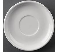 Olympia Athena Soucoupes 145mm (lot de 24), porcelaine blanche, convient aux tasses CC201, GG870 et CC200, résistantes aux éclats, passent au micro-ondes/lave-vaisselle, CC202