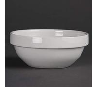 Olympia Bol empilable Whiteware 130 mm (lot de 12), 380 ml, porcelaine blanche, garantie à vie contre les ébréchures, passe au four au micro ondes, certifiée BS4034, CF354