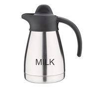 Olympia Pichet isotherme CL371 acier inoxydable, inscription Milk, couvercle à vis noir, 500 ml