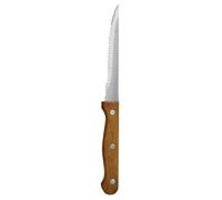 Olympia Couteaux à Steak avec Manches en Bois Lot de 12, Noir & Marron, Taille: 215mm de Long/21,5 cm, Lame Dentelée - Matériau: Acier Inoxydable 18/0 - Couteaux à Steak Rustiques, C136