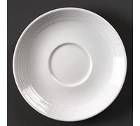 Olympia Linear Soucoupes à Thé Rondes Empilables en Porcelaine Blanche - Entièrement Vitrifiées avec Motif Doublé en Relief - Paquet de 12